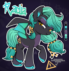 Size: 1876x1929 | Tagged: safe, artist:lovinglypromise, derpibooru import, oc, oc:radia, bat pony, pony, female, mare, solo