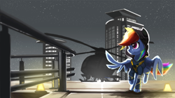 Size: 3840x2160 | Tagged: safe, artist:theprince, derpibooru import, rainbow dash, pegasus, pony, g4, clothes, female, helicopter, hoodie, mare, solo