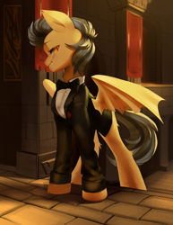 Size: 900x1167 | Tagged: safe, artist:theprince, derpibooru import, oc, oc only, bat pony, pony, bat pony oc, solo