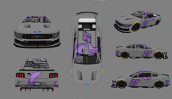 Size: 1574x911 | Tagged: safe, artist:screaming luigi racing, derpibooru import, oc, oc only, oc:royal order, car, carviewer, dark grey background, elements of justice, ford, ford dark horse, nascar, photo, simple background, solo