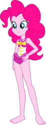 Size: 637x1726 | Tagged: safe, alternate version, artist:dustinwatsongkx, derpibooru import, pinkie pie, better together, equestria girls, forgotten friendship, g4, bare shoulders, barefoot, clothes, equestria girls specials, feet, female, one-piece swimsuit, pinkie pie swimsuit, pinkie pie's beach shorts swimsuit, simple background, sleeveless, solo, swimsuit, transparent background, vector