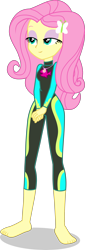 Size: 1360x4009 | Tagged: safe, alternate version, artist:dustinwatsongkx, derpibooru import, fluttershy, human, better together, equestria girls, g4, barefoot, clothes, feet, female, fluttershy's wetsuit, geode of fauna, lidded eyes, magical geodes, simple background, solo, stupid sexy fluttershy, swimsuit, transparent background, vector, wetsuit