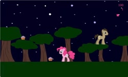 Size: 1250x750 | Tagged: safe, derpibooru import, doctor whooves, pinkie pie, earth pony, g4, collect cupcakes lick ponies, cupcake, female, food, male, night, sky, stars, tree