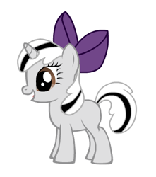 Size: 338x382 | Tagged: artist needed, source needed, safe, derpibooru import, oc, oc only, oc:badluck dice, pony, unicorn, bow, female, horn, mare, prpg, simple background, solo, unicorn oc, white background