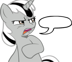 Size: 643x559 | Tagged: artist needed, source needed, safe, derpibooru import, oc, oc:badluck dice, pony, unicorn, g4, ew gay, female, horn, mare, meme, prpg, reaction image, solo, speech bubble, unicorn oc