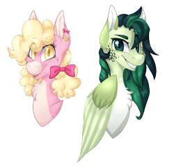 Size: 842x816 | Tagged: safe, artist:furtoodie, derpibooru import, oc, oc only, oc:duckie, oc:moss fields, earth pony, pegasus, pony, bust, female, mare, portrait, simple background, transparent background