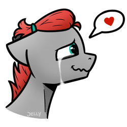 Size: 2000x2000 | Tagged: safe, artist:jellysketch, derpibooru import, oc, oc only, oc:cherry feather (pony), pegasus, pony, bust, crying, female, heart, high res, love, mare, pegasus oc, pictogram, portrait, profile, side view, simple background, solo, speech bubble, spoken heart, tears of joy, vent art, wavy mouth, white background