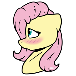 Size: 2000x2000 | Tagged: safe, artist:jellysketch, derpibooru import, fluttershy, pegasus, pony, g4, blushing, bust, ears, female, floppy ears, high res, looking away, looking up, mare, open mouth, portrait, profile, side view, simple background, solo, white background