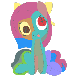 Size: 1500x1500 | Tagged: safe, artist:anonymous, derpibooru import, oc, oc only, oc:silly stuffing, earth pony, /mlp/, cute, doll, simple background, sitting, solo, toy, transparent background