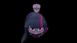 Size: 3840x2160 | Tagged: safe, alternate version, artist:ennddy, derpibooru import, twilight sparkle, human, equestria girls, g4, 3d, alternate angle, angry, barefoot, black background, bondage, bound and gagged, clothes, damsel in distress, feet, feet tied, female, gag, hands behind back, high res, hogtied, kidnapped, simple background, skirt, solo, tape, tape bondage, tape gag, tied up