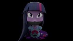 Size: 3840x2160 | Tagged: safe, alternate version, artist:ennddy, derpibooru import, twilight sparkle, human, equestria girls, g4, 3d, alternate angle, angry, barefoot, black background, bondage, bound and gagged, clothes, damsel in distress, feet, feet tied, female, gag, hands behind back, high res, hogtied, kidnapped, simple background, skirt, solo, tape, tape bondage, tape gag, tied up