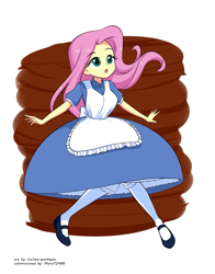 Size: 1095x1398 | Tagged: safe, artist:twilite-sparkleplz, derpibooru import, fluttershy, equestria girls, g4, 1860s, 19th century, alice in wonderland, bloomers, clothes, crossover, curiosity, cute, explorer, flutterbadass, parachute dress, paraskirt, petticoat, pinafore, shyabetes, solo, stockings, victorian