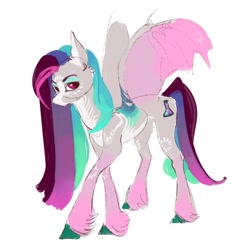 Size: 900x900 | Tagged: safe, artist:yanisfucker, derpibooru import, oc, oc only, oc:chroma slip, bat pony, pony, concave belly, facial markings, female, mare, ribcage, simple background, slender, solo, spread wings, thin, unshorn fetlocks, white background, wings