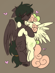 Size: 768x1024 | Tagged: safe, artist:php193, derpibooru import, oc, oc only, oc:soft sonance, oc:stormchaser, pegasus, couple, cuddling, cute, duo, duo male and female, female, hug, male, mare, stallion, straight