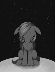 Size: 1516x1987 | Tagged: safe, artist:dusthiel, derpibooru import, princess luna, alicorn, pony, banishment, moon, novembrush, sad, solo