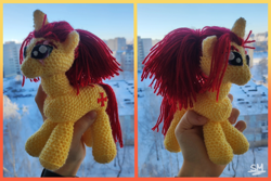 Size: 3232x2160 | Tagged: safe, artist:sunamoonmlp, derpibooru exclusive, derpibooru import, oc, oc only, original species, pony, unicorn, g4, commission, cute, handmade, horn, male, photo, plush pony, plushie, stallion, yarn