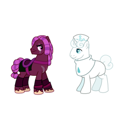 Size: 1020x944 | Tagged: safe, artist:dazzle, derpibooru import, earth pony, unicorn, g4, accessory, armor, clothes, coat markings, cookie run, crossover, curly hair, curly mane, hat, horn, male, physique difference, saddle, simple background, stallion, tack, transparent background, unshorn fetlocks