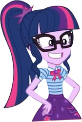 Size: 1695x2520 | Tagged: safe, derpibooru import, edit, edited screencap, editor:mrtoonlover83, screencap, sci-twi, twilight sparkle, human, equestria girls, g4, background removed, female, glasses, not a vector, ponytail, smiling, solo