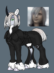 Size: 1280x1733 | Tagged: safe, artist:malinraf1615, derpibooru import, pony, unicorn, clothes, final fantasy, final fantasy vii, final fantasy vii advent children, horn, kadaj, ponified, solo, species swap