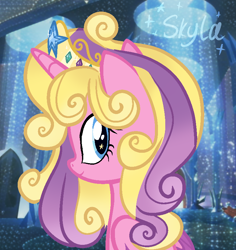 Size: 774x820 | Tagged: safe, artist:equmoria, derpibooru import, princess skyla, alicorn, pony, g4, base used, crown, female, jewelry, older, older skyla, regalia, solo, watermark