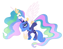 Size: 3947x3094 | Tagged: safe, artist:alicesponycorner, derpibooru import, princess celestia, princess luna, alicorn, pony, g4, accessory, adobe, clothes, concave belly, crown, duo, duo female, female, flowing hair, flowing mane, flowing tail, grief, height difference, hug, indoors, jewelry, light, mare, moon, raised hoof, raised leg, regalia, regret, royal sisters, s1 luna, sad, show accurate, siblings, simple background, sisters, slender, spread wings, tail, tall, thin, transparent background, winghug, wings, young luna