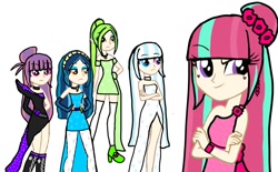 Size: 1024x634 | Tagged: safe, artist:loula, derpibooru import, indigo zap, lemon zest, sour sweet, sugarcoat, sunny flare, human, equestria girls, friendship games, g4, clothes, crossed arms, crystal prep academy, crystal prep shadowbolts, dress, eyebrows, fantasy, female, group, hand on hip, hand on waist, humanized, inspiration, kpop, loose hair, new style, quintet, raised eyebrow, shadow five, shadowbolts, two toned eyes