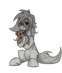 Size: 1314x1558 | Tagged: safe, artist:ashel_aras, derpibooru import, oc, oc only, pony, fallout equestria, burns, plushie, simple background, sketch, solo, transparent background