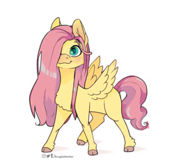 Size: 911x877 | Tagged: safe, artist:lululaozi, derpibooru import, fluttershy, pegasus, pony, g4, cloven hooves, colored hooves, female, hooves, mare, simple background, solo, white background