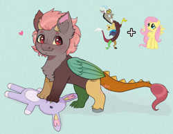 Size: 1014x788 | Tagged: oc name needed, source needed, safe, artist:lululaozi, derpibooru import, discord, fluttershy, oc, hybrid, pegasus, pony, interspecies offspring, offspring, parent:discord, parent:fluttershy, parents:discoshy