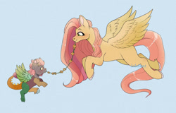 Size: 1118x715 | Tagged: safe, artist:lululaozi, derpibooru import, fluttershy, oc, pegasus, pony, g4, duo, female, fluttermom, mother and child, parent and child