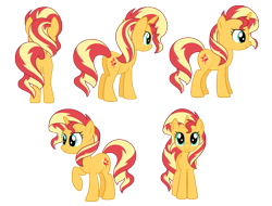 Size: 2457x1872 | Tagged: safe, artist:culu-bluebeaver, derpibooru import, sunset shimmer, pony, unicorn, g4, digital, digital art, female, horn, mare, png, reference, reference sheet, simple background, solo, transparent background, vector, vector trace