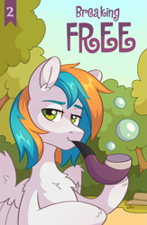 Size: 2245x3450 | Tagged: safe, artist:skysorbett, derpibooru import, oc, oc only, oc:twister joy, pony, comic:breaking free #2, chest fluff, comic cover, cover, cover art, male, solo, stallion