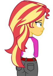 Size: 3000x4243 | Tagged: safe, artist:keronianniroro, derpibooru exclusive, derpibooru import, edit, sunset shimmer, equestria girls, g4, legend of everfree, bunset shimmer, butt, female, simple background, solo, transparent background, vector, vector edit