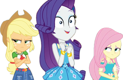 Size: 864x559 | Tagged: safe, derpibooru import, edit, edited screencap, screencap, applejack, fluttershy, rarity, human, equestria girls, g4, background removed, female, not a vector, trio