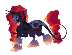 Size: 4400x3400 | Tagged: safe, artist:gigason, derpibooru import, oc, oc only, oc:ember gleam, pony, unicorn, adoptable, appaloosa, bipedal, blank flank, blaze (coat marking), blue coat, body freckles, brown pupils, chest fluff, cloven hooves, coat markings, colored, colored eyebrows, colored hooves, colored horn, colored pinnae, colored pupils, eyelashes, facial markings, fetlock tuft, flat colors, freckles, gold hooves, golden eyes, gradient fetlocks, gradient hooves, gradient legs, grin, hair accessory, hair tie, hooves, horn, leonine tail, lidded eyes, long mane, long tail, looking back, mane tie, multicolored mane, multicolored tail, nonbinary, nonbinary oc, obtrusive watermark, parent:oc, parent:oc:star spot, parent:sunset shimmer, parents:canon x oc, raised hoof, raised leg, red mane, red tail, shiny hooves, shoulder freckles, simple background, smiling, socks (coat marking), solo, splotches, striped horn, tail, tail freckles, tail markings, thick eyelashes, three quarter view, tied mane, transparent background, unicorn horn, unicorn oc, watermark, wavy mane, wavy tail, yellow hooves