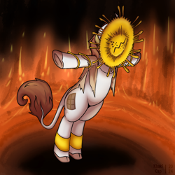 Size: 1752x1752 | Tagged: safe, artist:khaki-cap, derpibooru import, oc, oc only, oc:dorm pony, pony, unicorn, clothes, costume, cutie mark, elden ring, goldmask, horn, solo, t pose