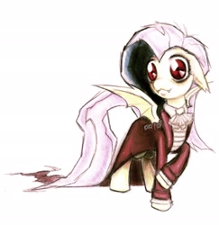 Size: 1994x2048 | Tagged: safe, artist:mortalcoil17, derpibooru import, fluttershy, bat pony, pony, bat ponified, clothes, female, flutterbat, full body, mare, race swap, raised hoof, raised leg, simple background, solo, white background