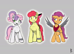 Size: 3000x2200 | Tagged: safe, artist:begoliah, derpibooru import, apple bloom, scootaloo, sweetie belle, earth pony, pegasus, unicorn, comic:crusaders, g4, cutie mark crusaders, female, horn