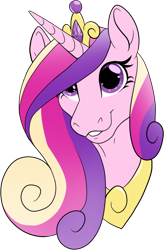 Size: 520x795 | Tagged: safe, artist:mythpony, derpibooru import, princess cadance, alicorn, pony, bust, cute, cutedance, female, hair over one eye, mare, portrait, simple background, smiling, solo, sternocleidomastoid, transparent background