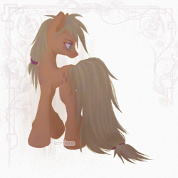 Size: 1500x1500 | Tagged: safe, artist:lompyloops, derpibooru import, part of a set, applejack, earth pony, pony, female, head turn, long tail, mare, solo, tail