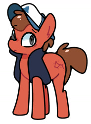 Size: 1148x1564 | Tagged: safe, artist:kindakismet, derpibooru import, earth pony, pony, cap, clothes, dipper pines, gravity falls, hat, ponified, simple background, solo, species swap, white background