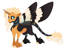 Size: 4400x3400 | Tagged: safe, artist:gigason, derpibooru import, oc, oc only, oc:honeycomb charm, changepony, hybrid, g4, adoptable, bee wings, black body, black coat, blonde, blonde mane, blonde tail, blue eyes, blue sclera, cloven hooves, coat markings, colored, colored eyebrows, colored hooves, colored horn, colored pinnae, colored sclera, countershading, cyan eyes, cyan sclera, ear fluff, ears, eye markings, eyelashes, facial markings, feminine stallion, fetlock tuft, flat colors, girly, high res, hooves, horn, hybrid oc, leg markings, leonine tail, long mane, long tail, looking back, male, male oc, neck markings, obtrusive watermark, offspring, parent:oc, parent:oc:blue bayou, parent:sunset shimmer, parents:canon x oc, simple background, smiling, socks (coat marking), solo, spiked horn, spread wings, stallion, stallion oc, standing, striped horn, tail, tail markings, three quarter view, transparent background, two toned body, two toned coat, two toned mane, two toned tail, watermark, wings, yellow body, yellow coat, yellow hooves