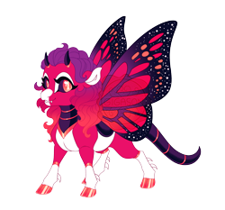 Size: 3726x3473 | Tagged: safe, artist:gigason, derpibooru import, oc, oc only, oc:poppy pigment, changedling, changeling, adoptable, body markings, butterfly wings, changedling oc, changeling oc, coat markings, colored, colored belly, colored hooves, colored horn, colored horns, colored pinnae, colored pupils, colored sclera, colored wings, curved horn, curved horns, cute, cute little fangs, eye markings, eyelashes, facial markings, fangs, female, female oc, flat colors, gradient hooves, gradient wings, high res, hooves, horn, horns, leg markings, looking back, mare, mare oc, multicolored wings, neck markings, obtrusive watermark, pale belly, purple sclera, red body, red eyes, red hooves, shiny hooves, shiny horn, shiny horns, shiny tail, simple background, small horn, small horns, smiling, snip (coat marking), socks (coat marking), solo, spikes, spread wings, standing, stinger, thick eyelashes, three quarter view, transparent background, watermark, wings, yellow pupils