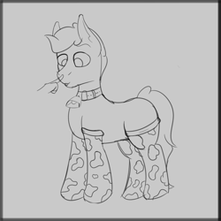 Size: 4096x4096 | Tagged: safe, artist:strange tartlet, derpibooru import, oc, oc:file folder, pony, bell, boop, clothes, cowbell, cowprint, disembodied hand, hand, male, sketch, socks, solo, solo male