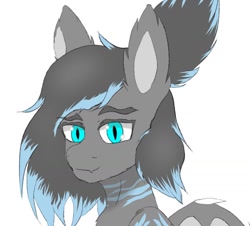 Size: 1329x1200 | Tagged: safe, artist:val, derpibooru import, oc, oc only, oc:valora, bat pony, blue eyes, cute, female, looking at you, mare, multicolored mane, ocbetes, simple background, smiling, white background