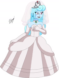 Size: 1280x1695 | Tagged: safe, artist:denisseguadiana, derpibooru import, oc, oc only, oc:jemimasparkle, human, equestria girls, g4, breasts, busty oc, clothes, cute, dress, evening gloves, female, gloves, gown, long gloves, ocbetes, open mouth, open smile, princess peach, smiling, super mario bros., veil, wedding dress, wedding gown, wedding veil