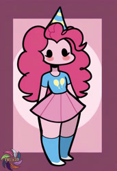 Size: 2496x3648 | Tagged: safe, ai content, derpibooru import, machine learning generated, pinkie pie, human, equestria girls, g4, blushing, cute, dot eyes, female, generator:civitai, no mouth, prompter:trux23, solo