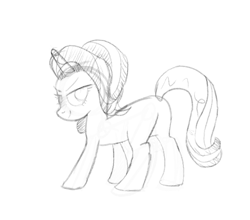 Size: 688x606 | Tagged: safe, artist:endorsed_dr, derpibooru import, starlight glimmer, pony, unicorn, g4, butt, female, horn, mare, monochrome, no cutie marks because im lazy, plot, simple background, sketch, solo, white background