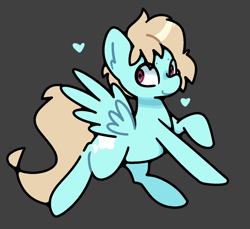 Size: 1650x1510 | Tagged: safe, artist:kindakismet, derpibooru import, oc, oc only, oc:cloud gazer, pegasus, pony, gray background, heart, pegasus oc, simple background, smiling, solo, spread wings, wings