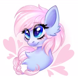 Size: 2508x2508 | Tagged: safe, artist:pozya1007, derpibooru import, oc, oc only, pegasus, bust, chest fluff, cute, ear fluff, ears, eye clipping through hair, eyebrows, eyebrows visible through hair, female, heart, heart eyes, simple background, solo, white background, wingding eyes